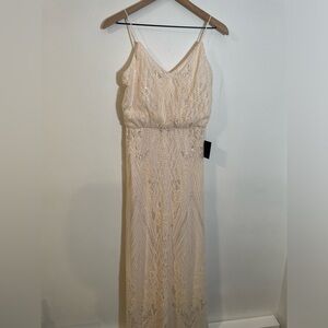 NWT Soieblu Stunning Champaign Blush Sequin Maxi Dress Sz Small Formal Occasion